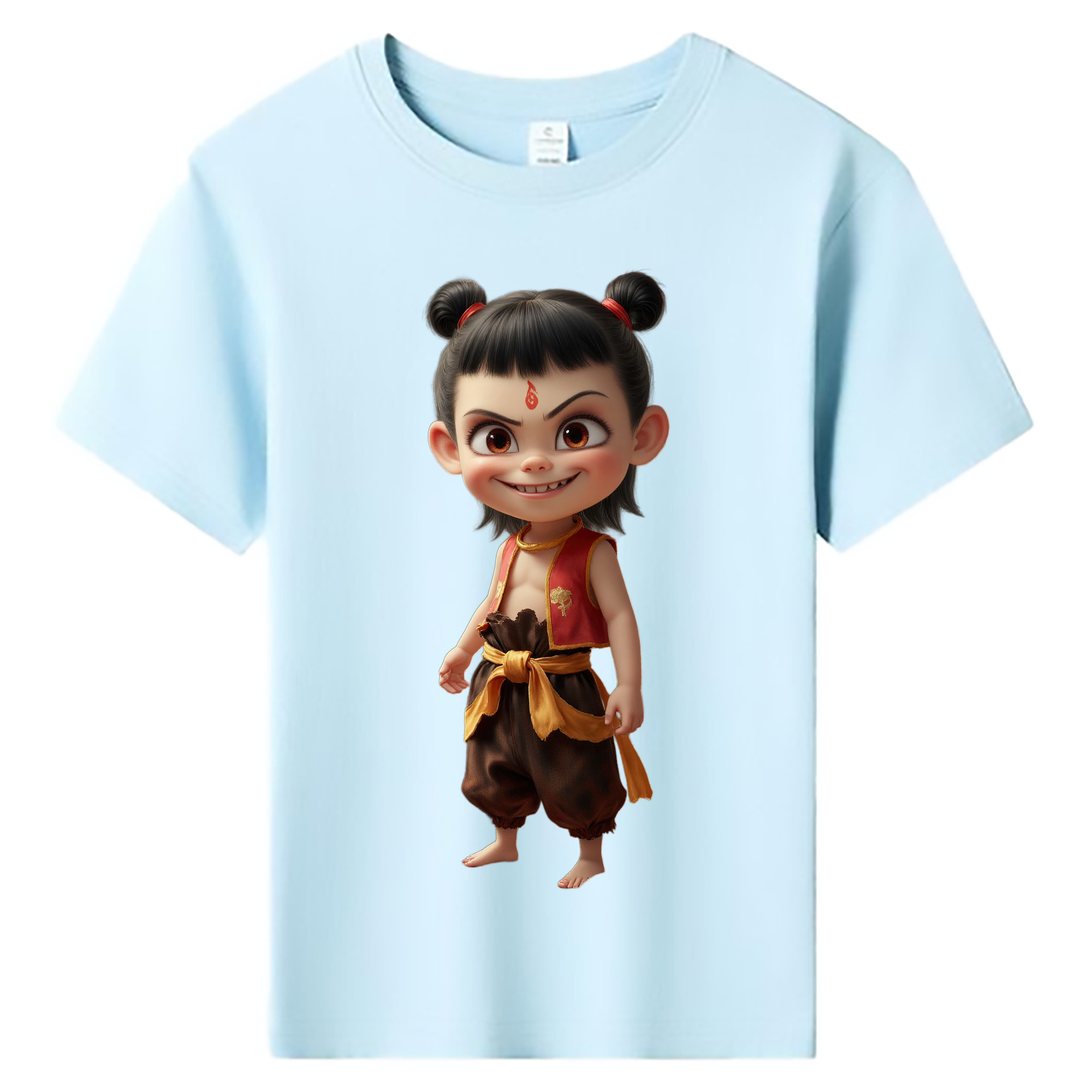 （画像用） Ne Zha 2 ナタ 魔童の大暴れ 綿100％キッズTシャツ（フロントプリント）